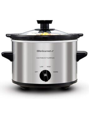 Electric Ceramic Slow Cooker 1.5 Qt - Compact Stainless Steel Kitchen Essential